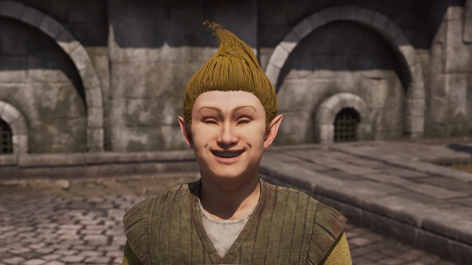 The Adoring Fan from Oblivion Remastered, looking creepy.