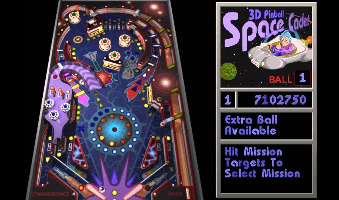 A screenshot of Microsoft's 3D Pinball Space Cadet