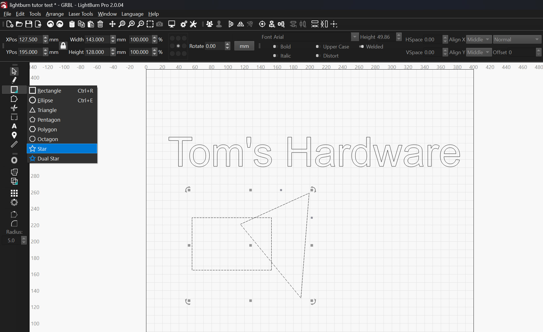 Laser software screenshot