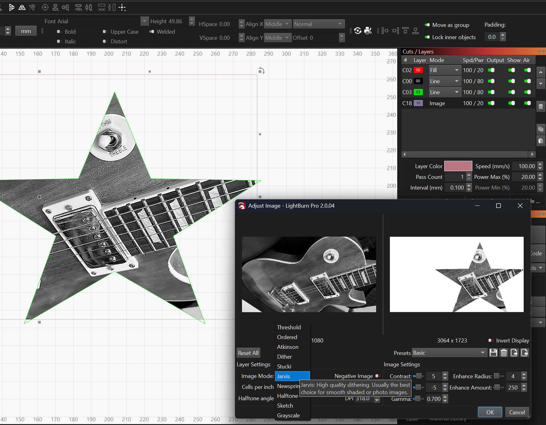 Laser software screenshot
