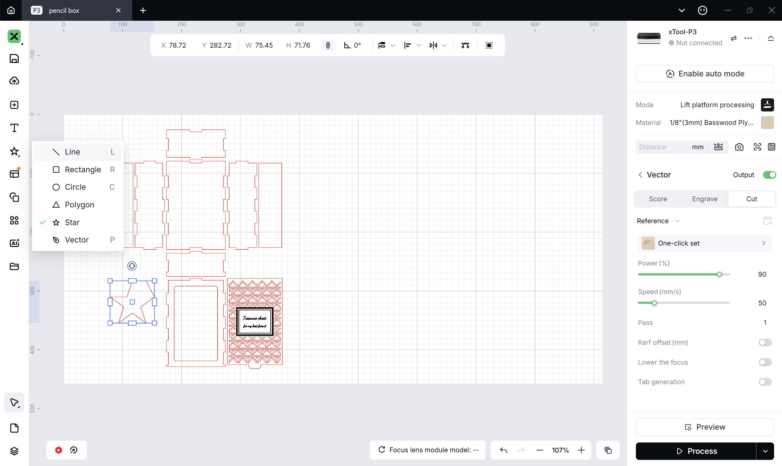 Laser software screenshot