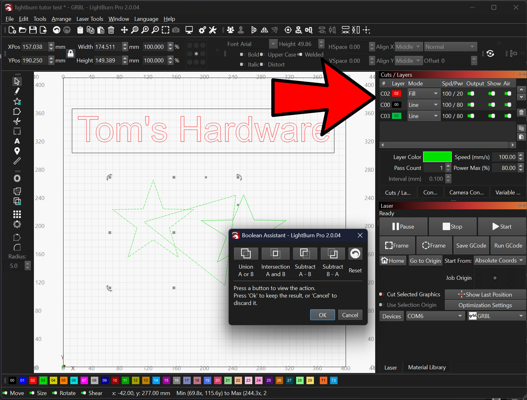 Laser software screenshot