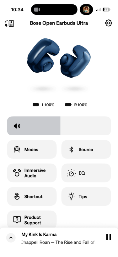 home page of bose companion app
