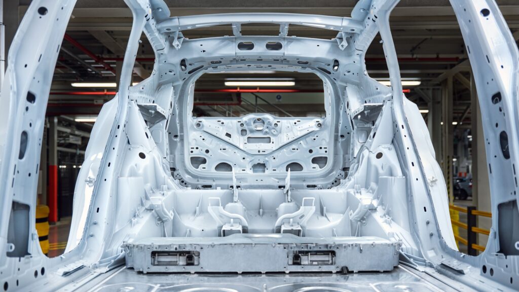 A volvo EX60 body in white