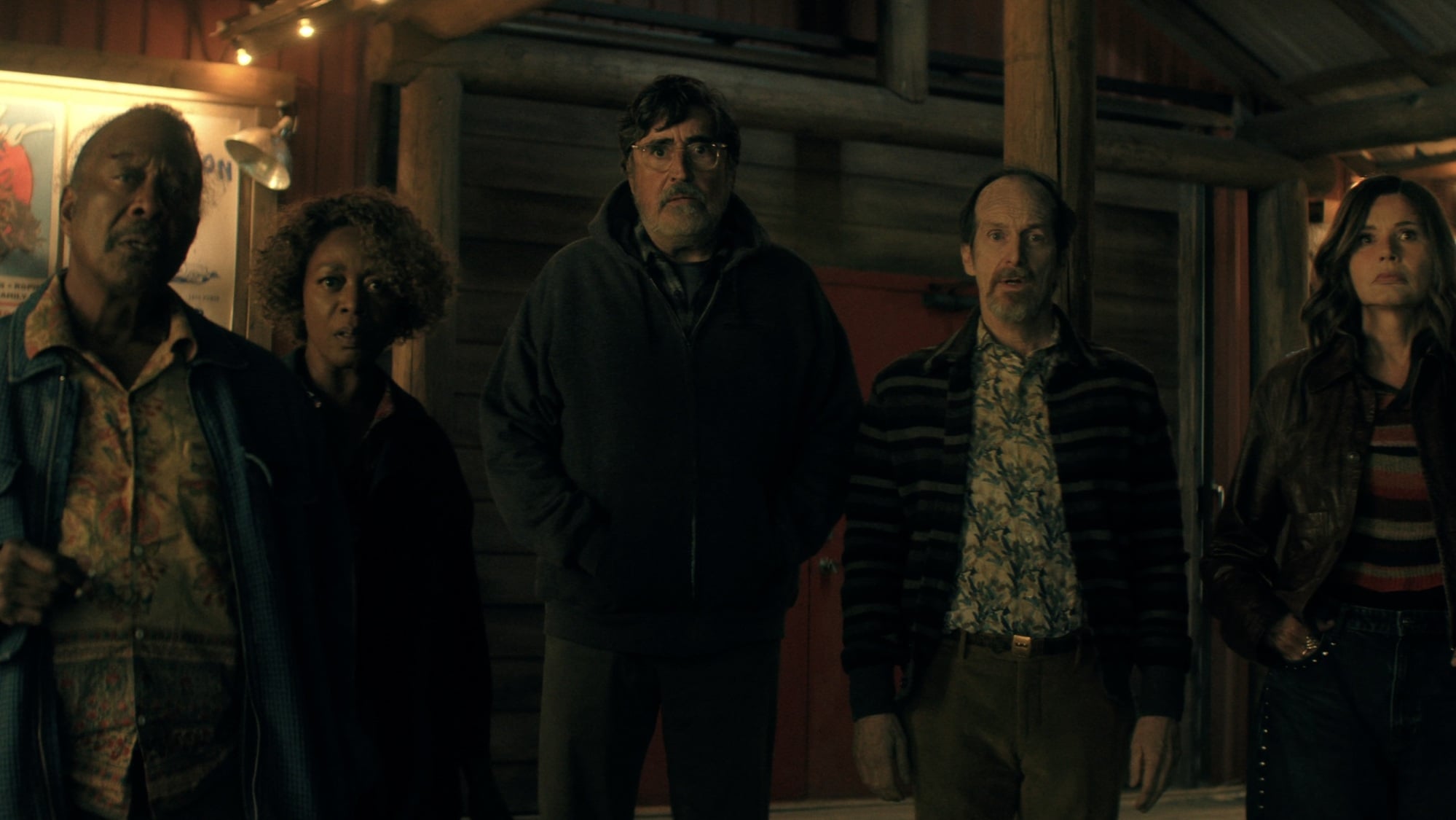 Clarke Peters, Alfre Woodard, Alfred Molina, Denis O'Hare, and Geena Davis in "The Boroughs."