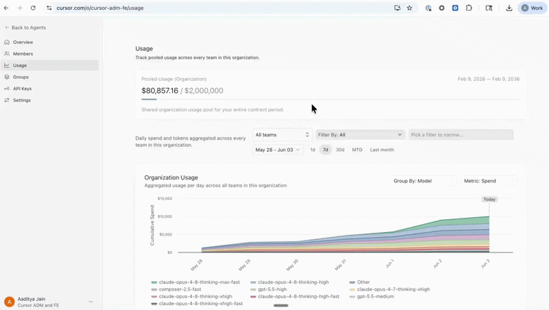 Usage analytics by team