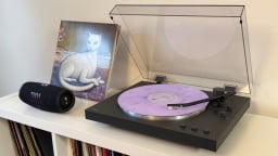Sony turntable with purple record