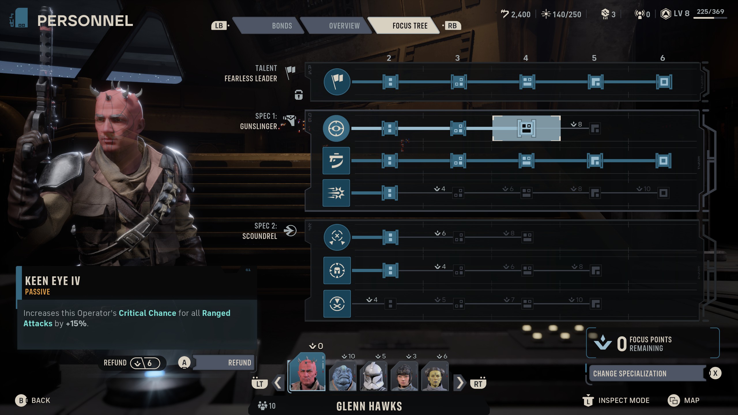 Zero Company character screen