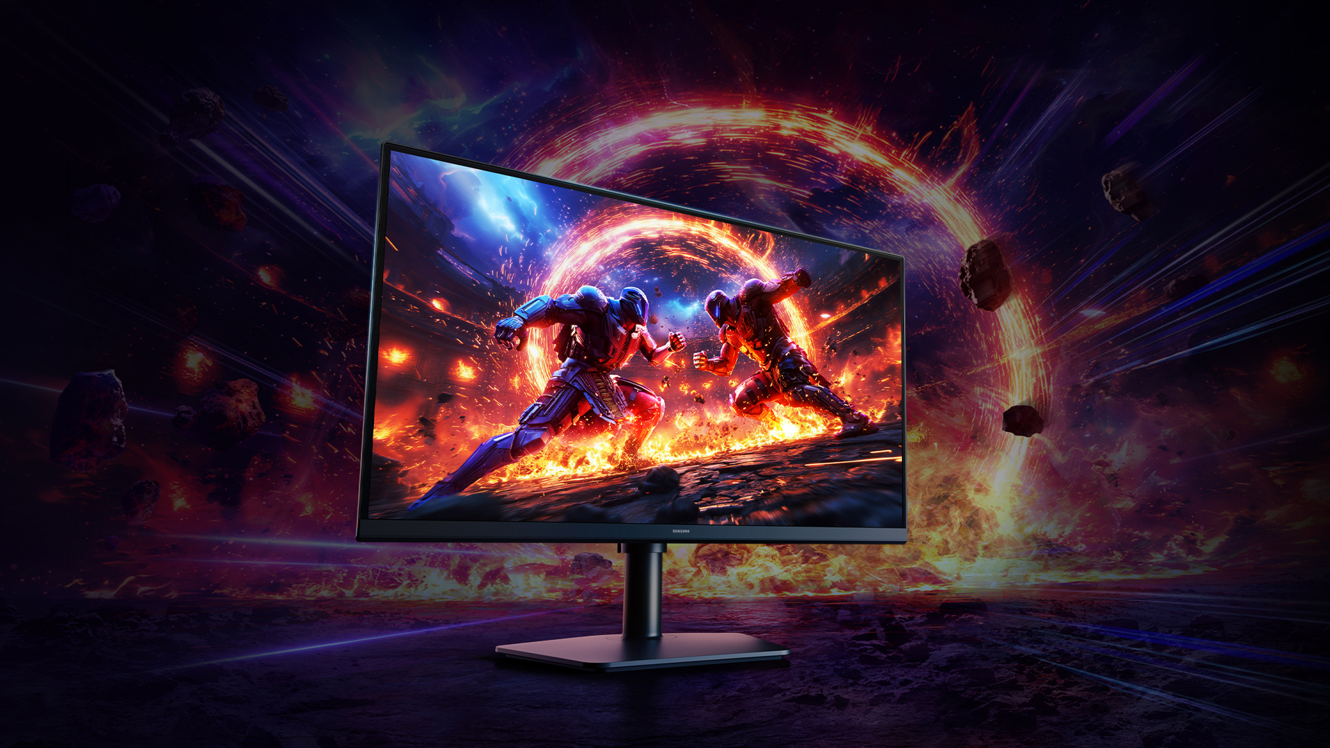A render depicting the Samsung Odyssey G60H gaming monitor.