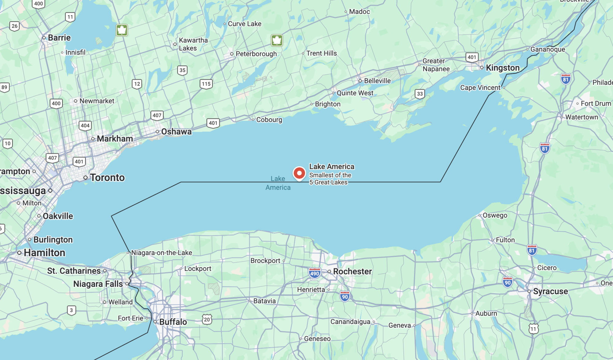 Lake America on Google Maps