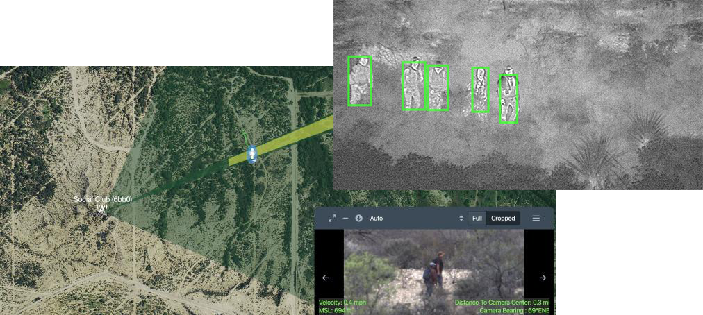 screenshots of video from autonomous towers shared by Customs and Border Patrol