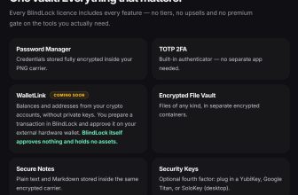 BlindLock hides your password manager and secure vault in a PNG image — also offers secure notes, 2FA, and a crypto address book, with optional hardware security keys
