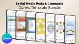Social Media Canva Template Bundle 500+ Canva Templates To Create High Quality Social Media Posts & Carousels